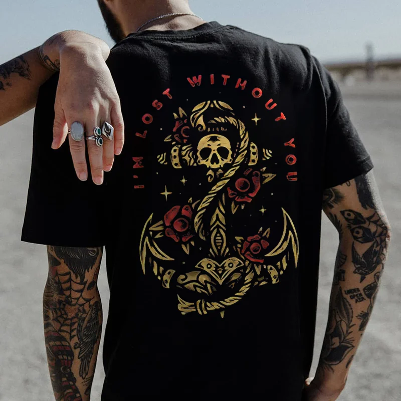I'm Lost Without You Printed Casual Crew Neck T-shirt -  UPRANDY