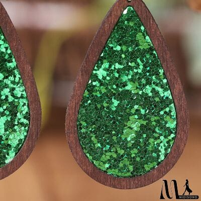 MidiSono - Sequin Wood Teardrop Earrings