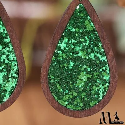 MidiSono - Sequin Wood Teardrop Earrings