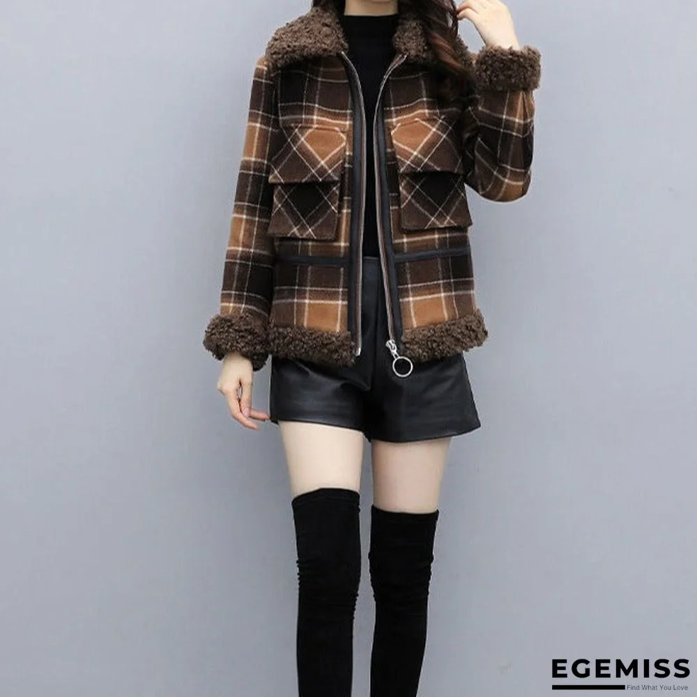 New Zipper Plaid Short Coat For Women | EGEMISS