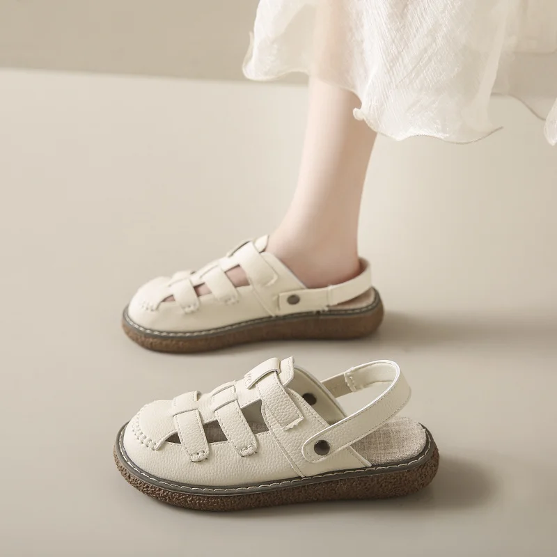 Uveng Uveng Roman Beach With Skirts With Thick-Soled Sandals Women 2025 New Summer Flats Two-Wear Sandals