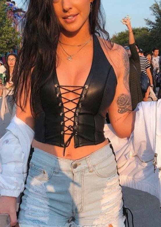 Punk Girl Leather Crop Top August Lemonade August Lemonade