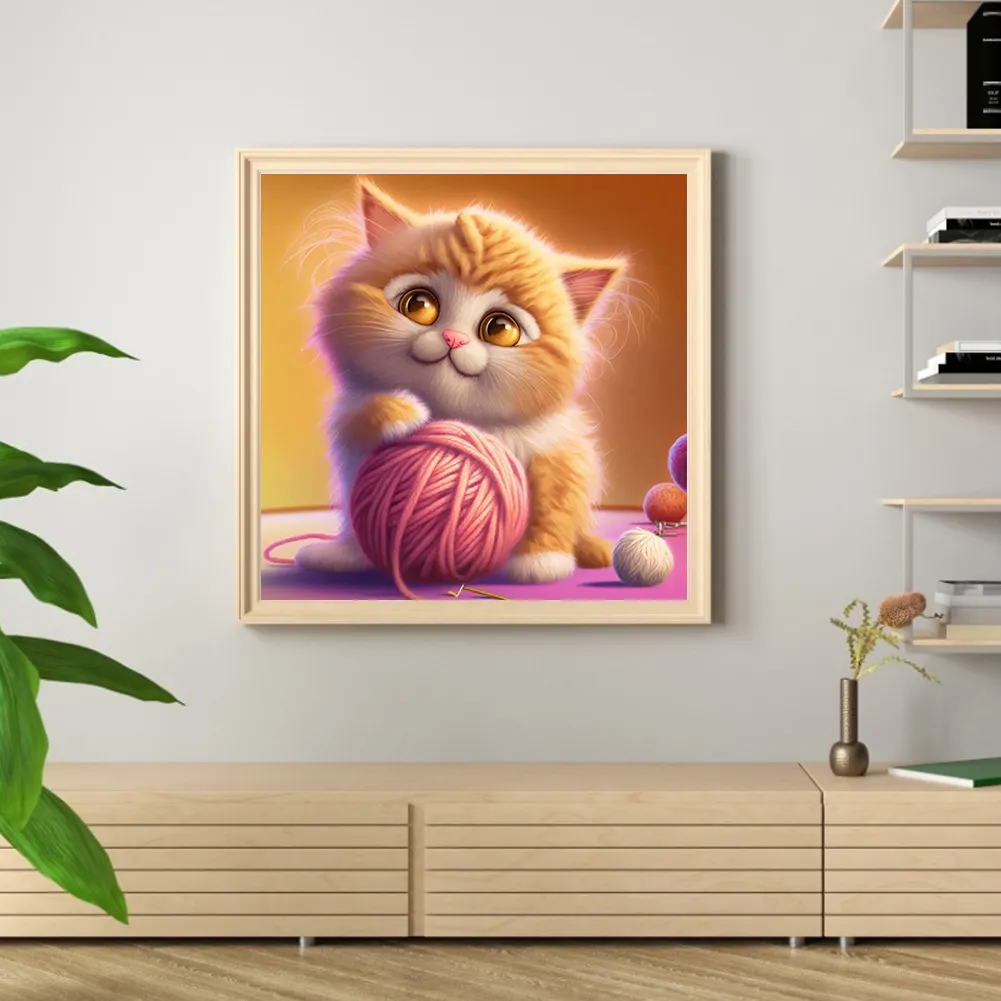 DIY Paint By Number 40*40cm - Cat Playing With Yarn