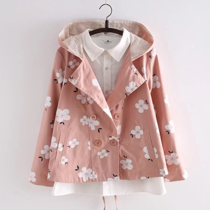 Pink/Blue and Grey Mori Girl Long Sleeve Hoodie Jacket Coat SP154025