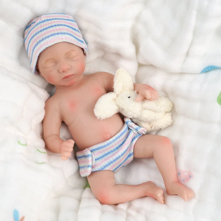 Babeside Adorable Reborn Baby Doll 6'' Asleep Full Silicone Infant Girl Aurora