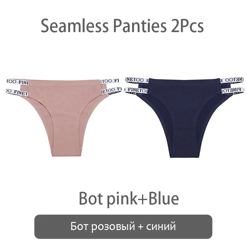 FINETOO Sexy Brazilian Panties Women Seamless Thongs M-XL Ladies Soft Underpants Smooth Letter Underwear Female Lingerie 2021
