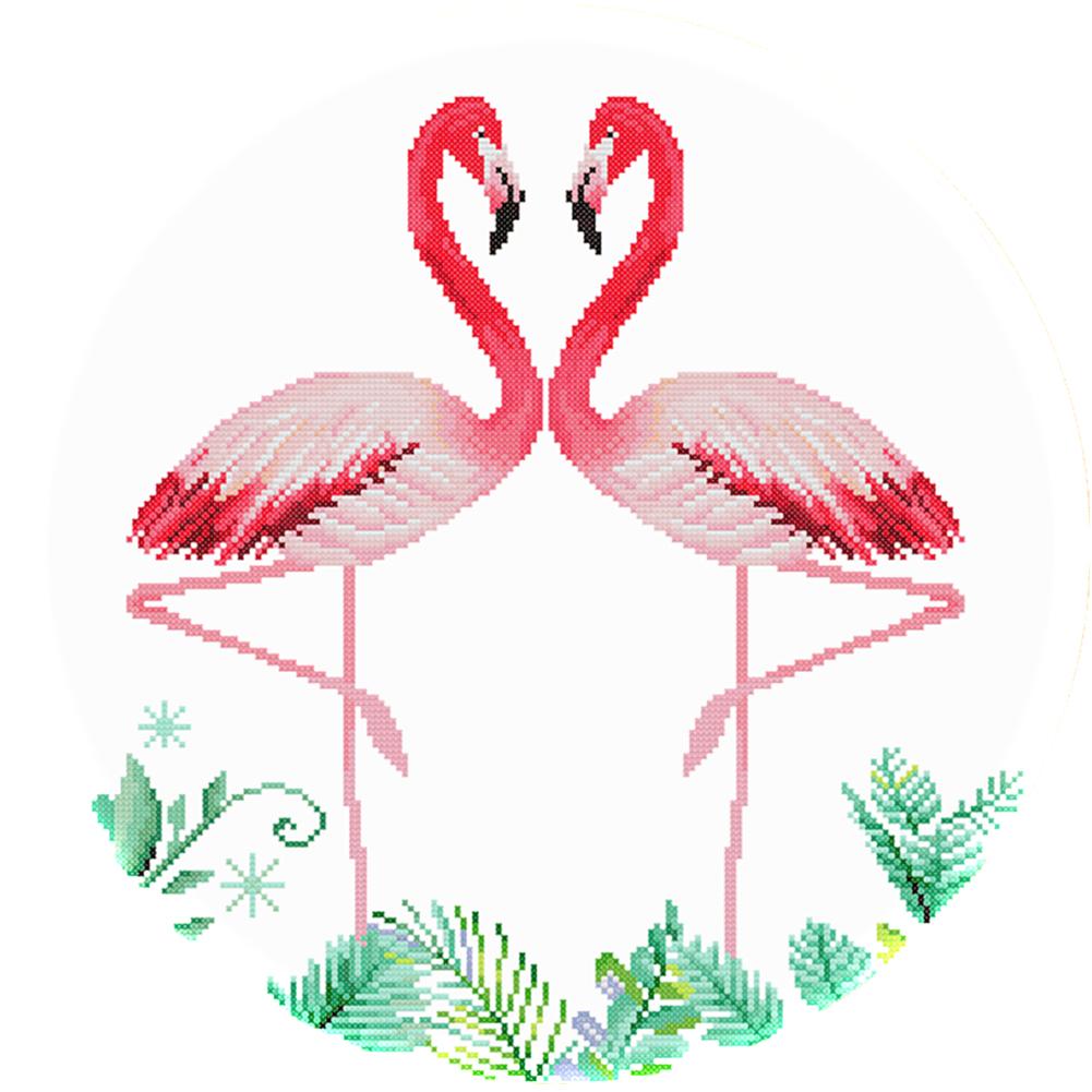

Flamingo Romance - 11CT Stamped Cross Stitch - 50*50cm, 501 Original