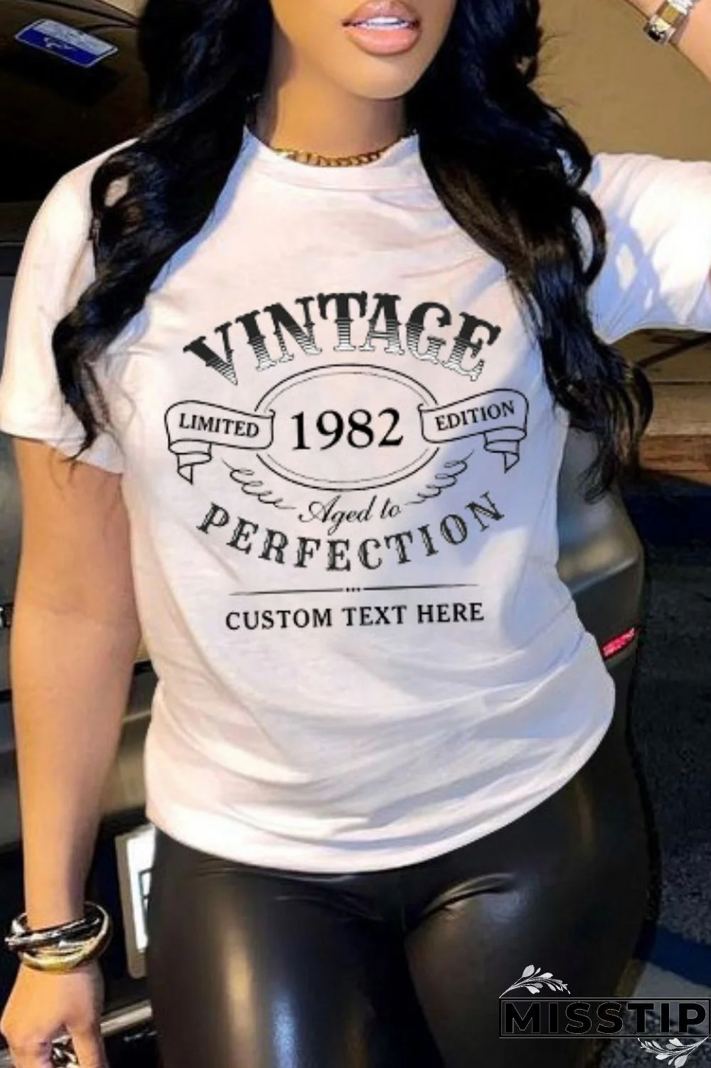 White Casual Letter Print Basic O Neck T-Shirts