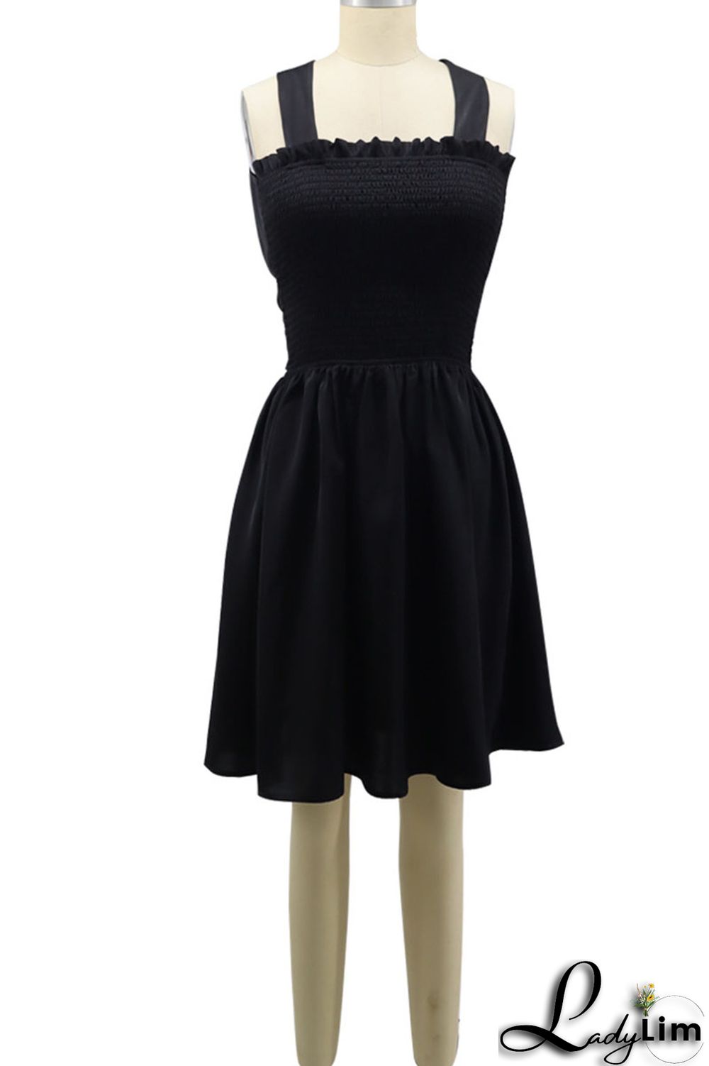 Brown Sexy Solid Bandage Patchwork Fold Spaghetti Strap A Line Dresses