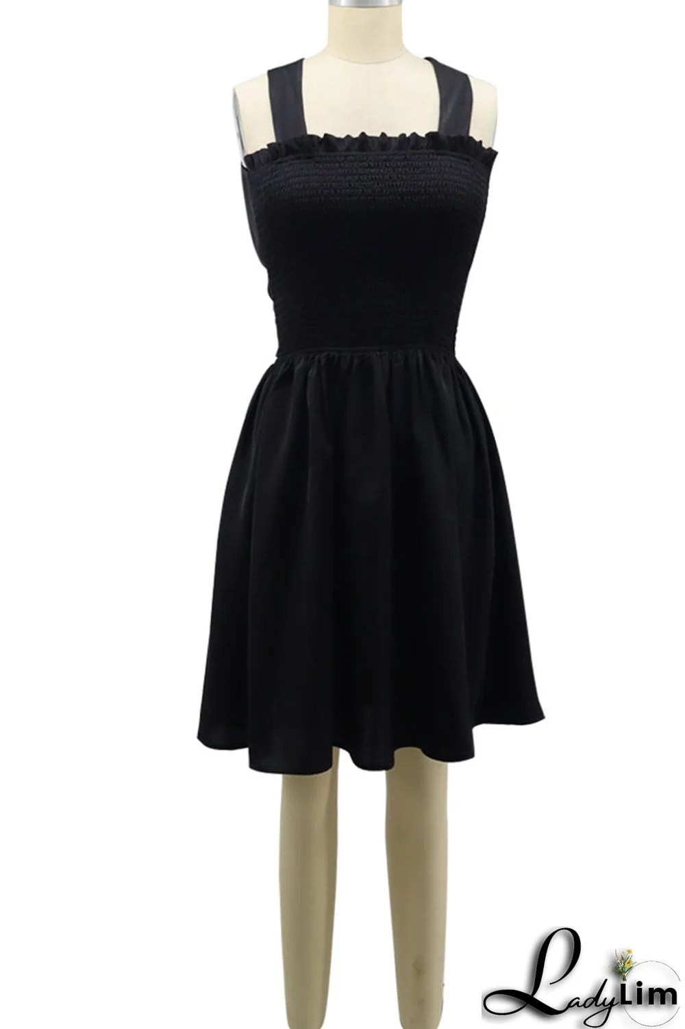 Brown Sexy Solid Bandage Patchwork Fold Spaghetti Strap A Line Dresses