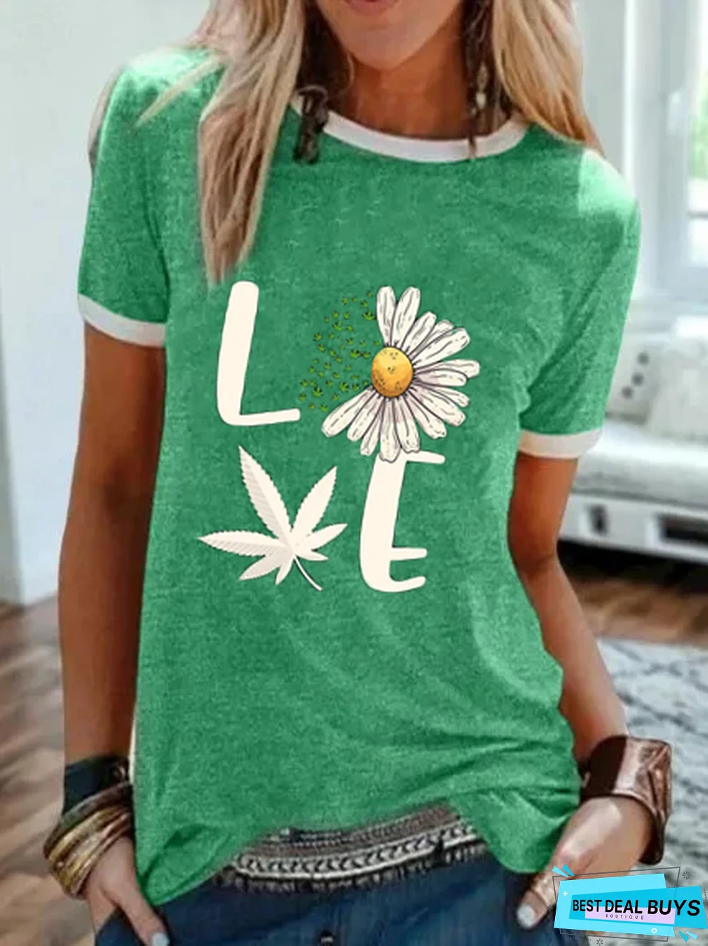 Crew Neck Printed Short Sleeve Casual T-shirt