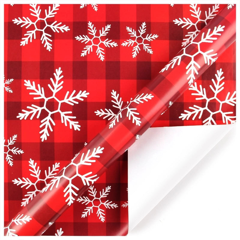 Christmas Fashion Plaid Snowflake Coated Paper Party Gift Wrapping Supplies
