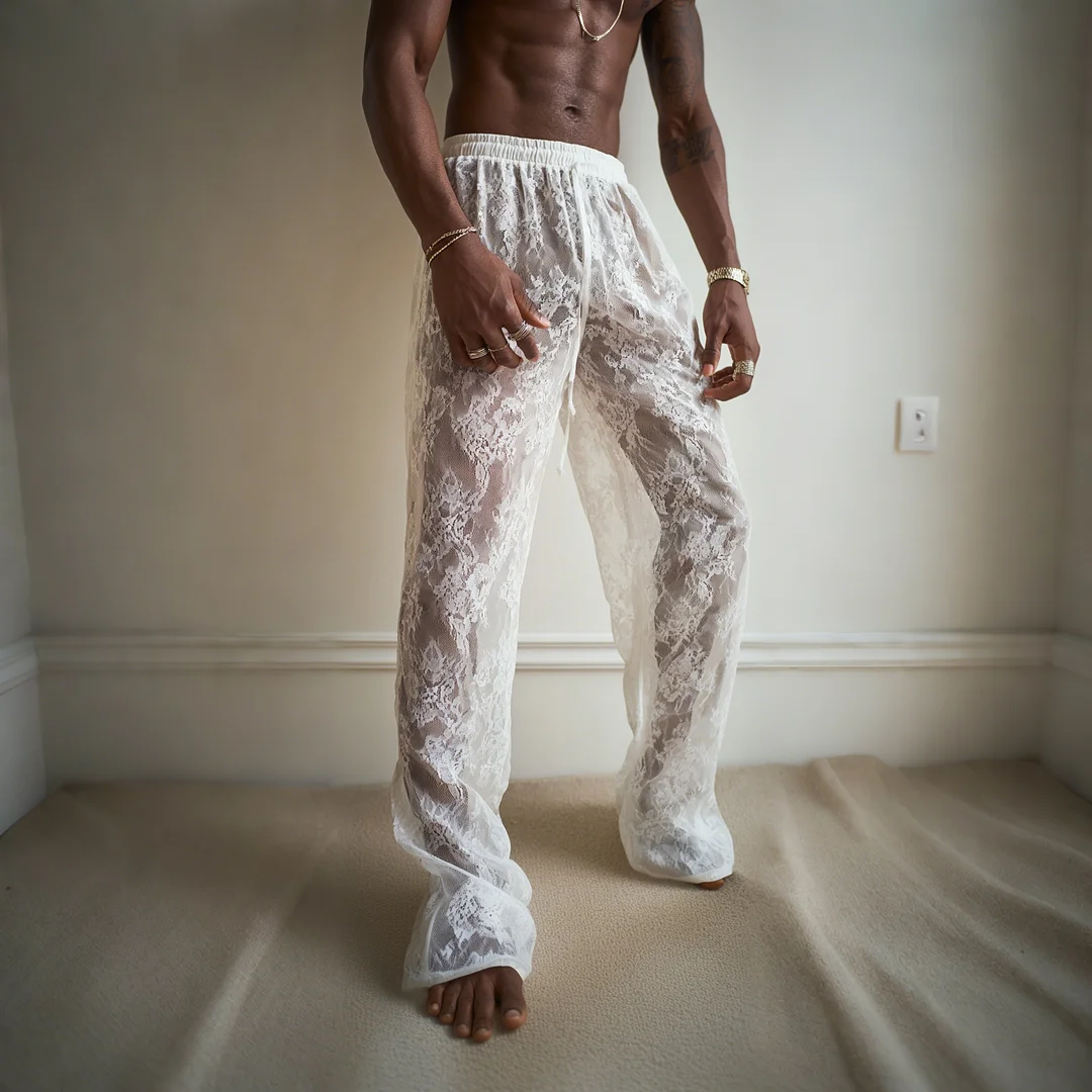 Men's Casual Loose-fitting, Comfortable, Breathable Lace Trousers-inspireuse