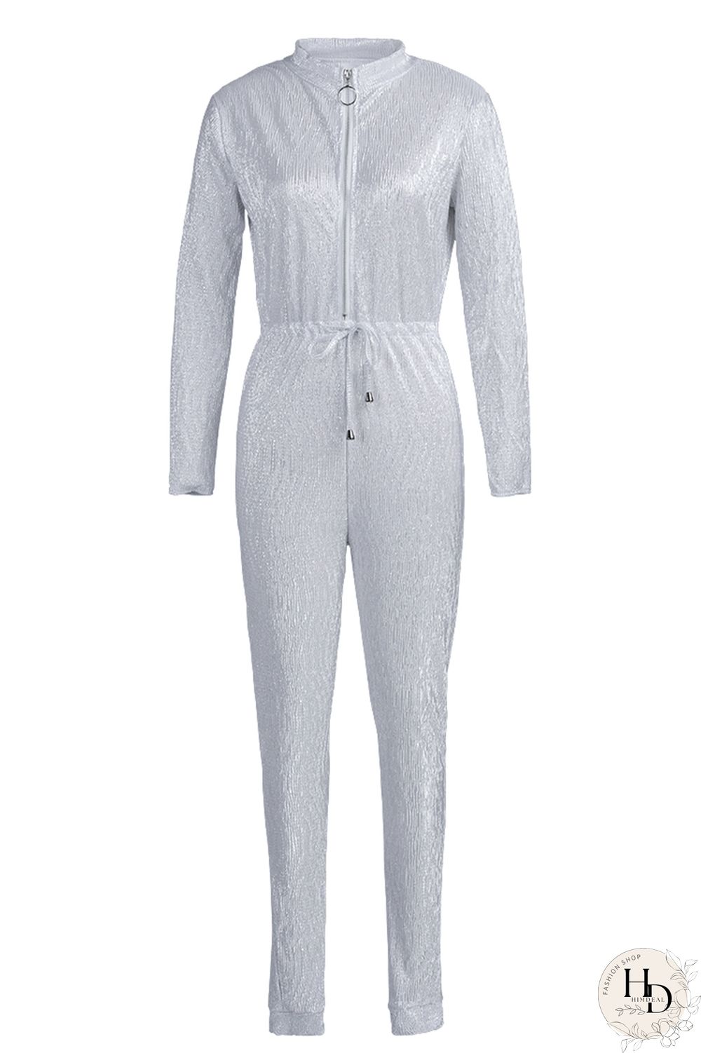 Black Trendy Zipper Design Blending One-piece Jumpsuit