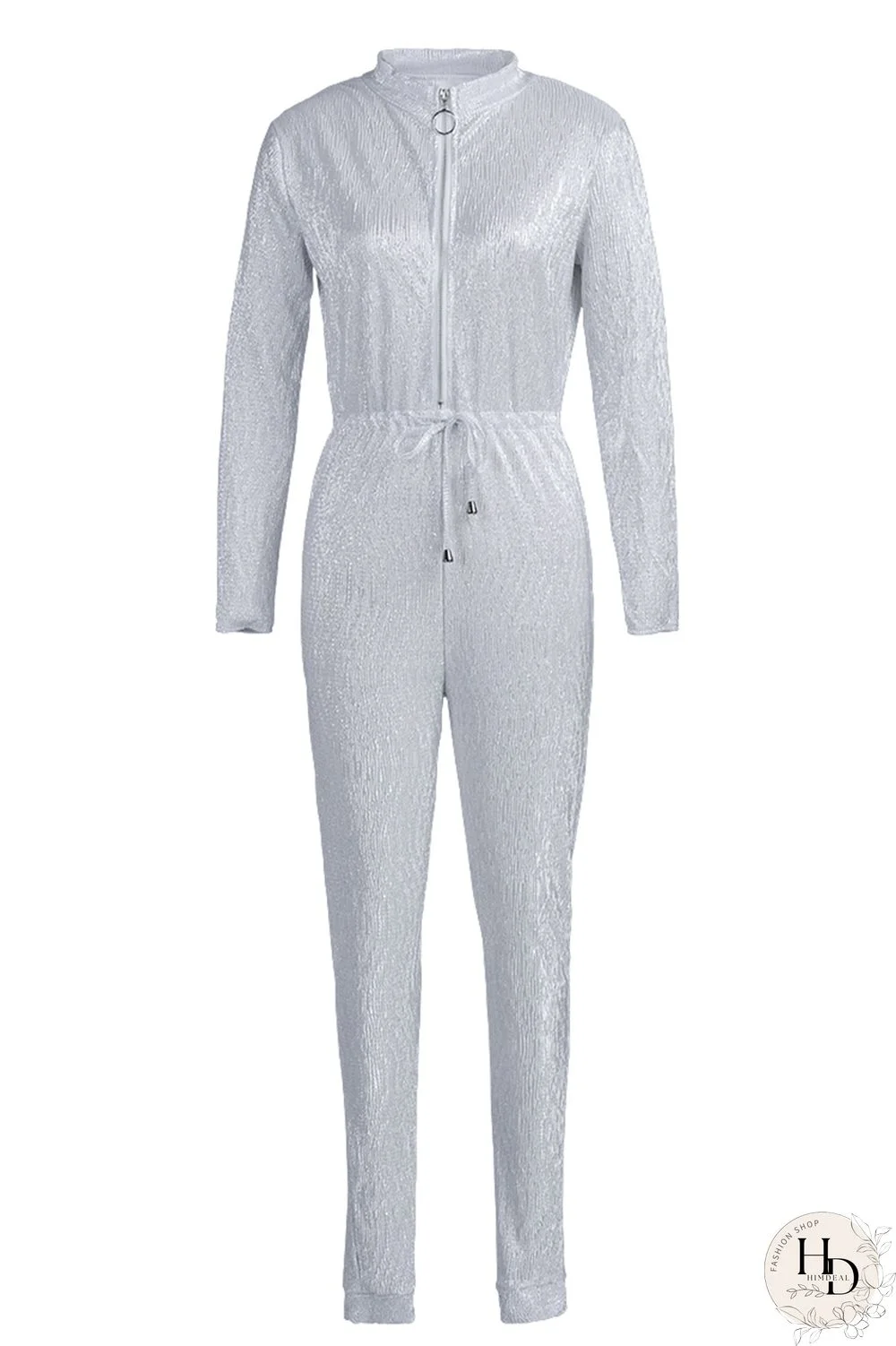 Black Trendy Zipper Design Blending One-piece Jumpsuit