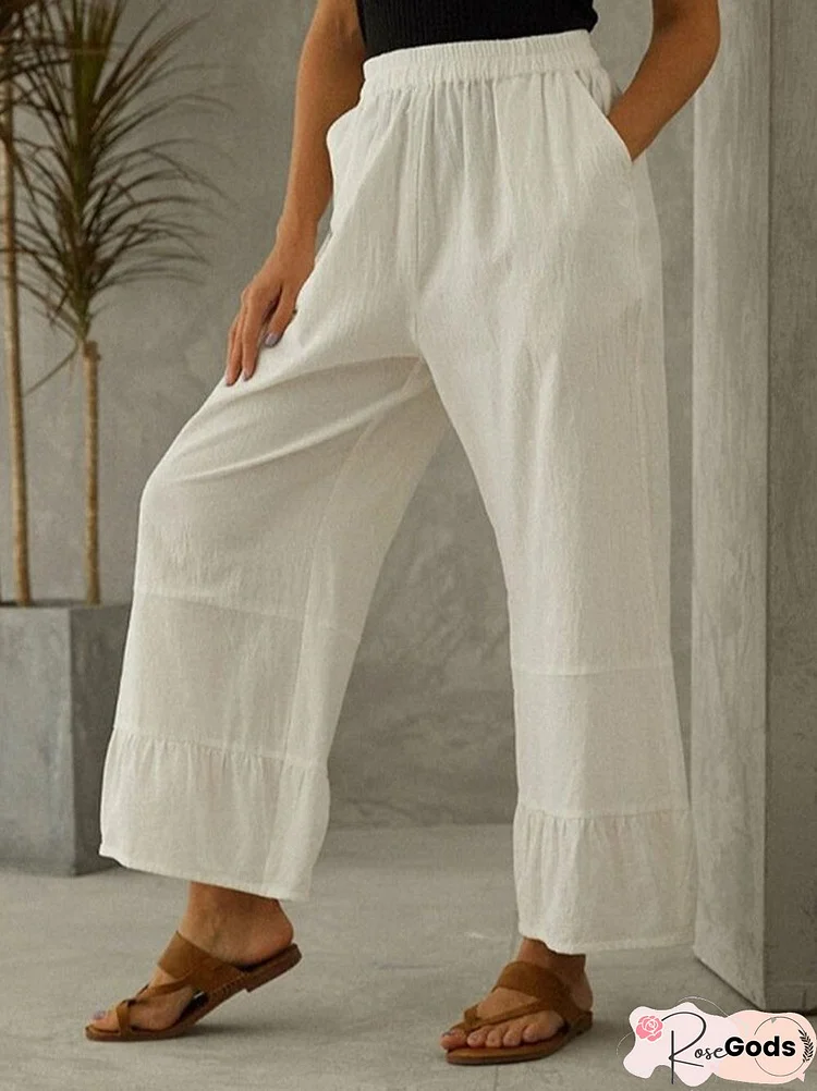 Casual Cotton-Blend Shift Pants