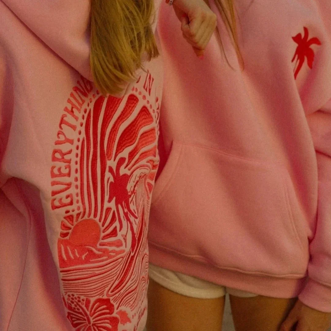 Original Pink Palm Puff Hoodie