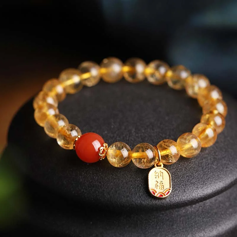 Citrine Red Agate Fortune Charm Bracelet