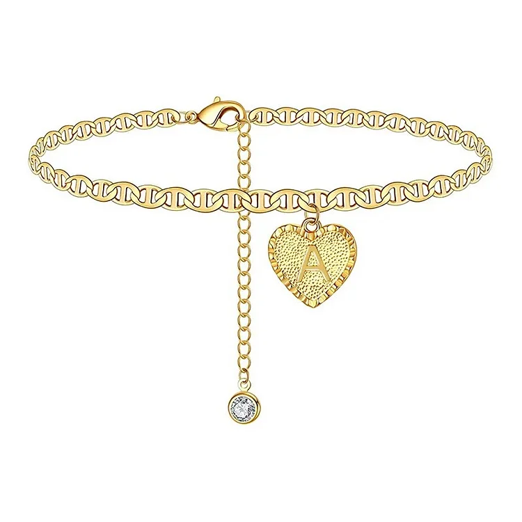 Delicate Heart Initials Anklets For Women Ankle Bracelet Gold Plated Zircon Letter Beach Accessories Boho Jewelry Gifts