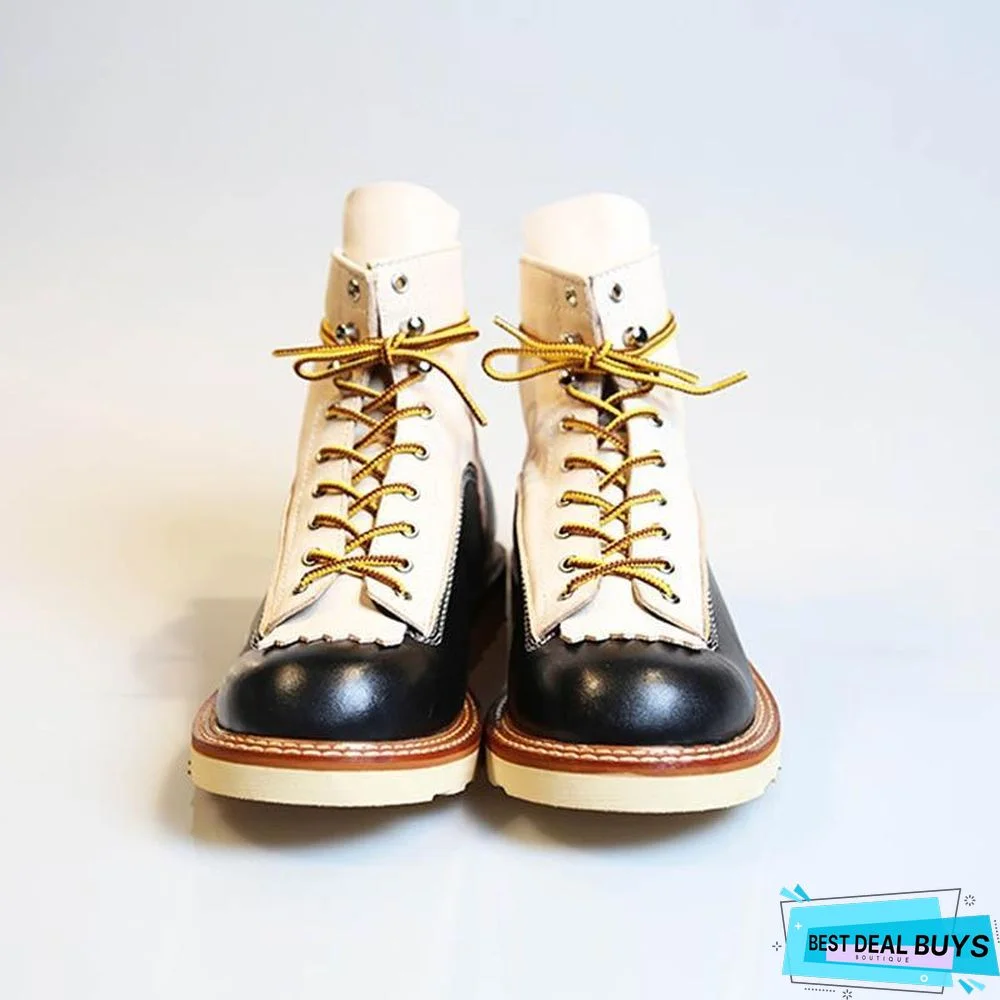 High Top Shoes Men England Style Vintage Casual Work Boots Lace Up Office Shoes