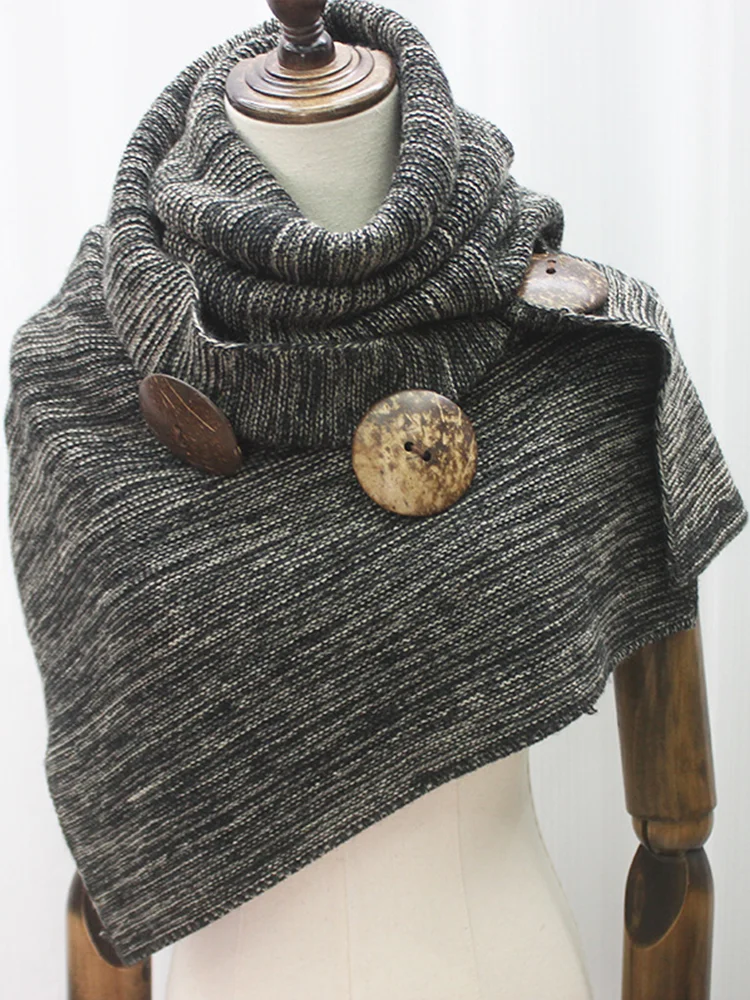 VChics Vintage Mixed Color Button Up Cozy Scarf