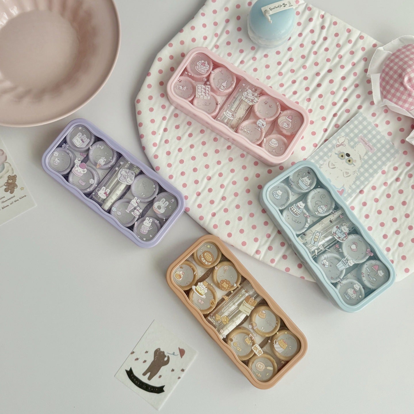 Ice Cream And Cake Coloured Contact Lens Case
