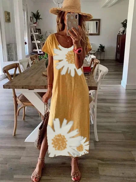 Women's Dress Casual Daisy Flowers Printed Dress
