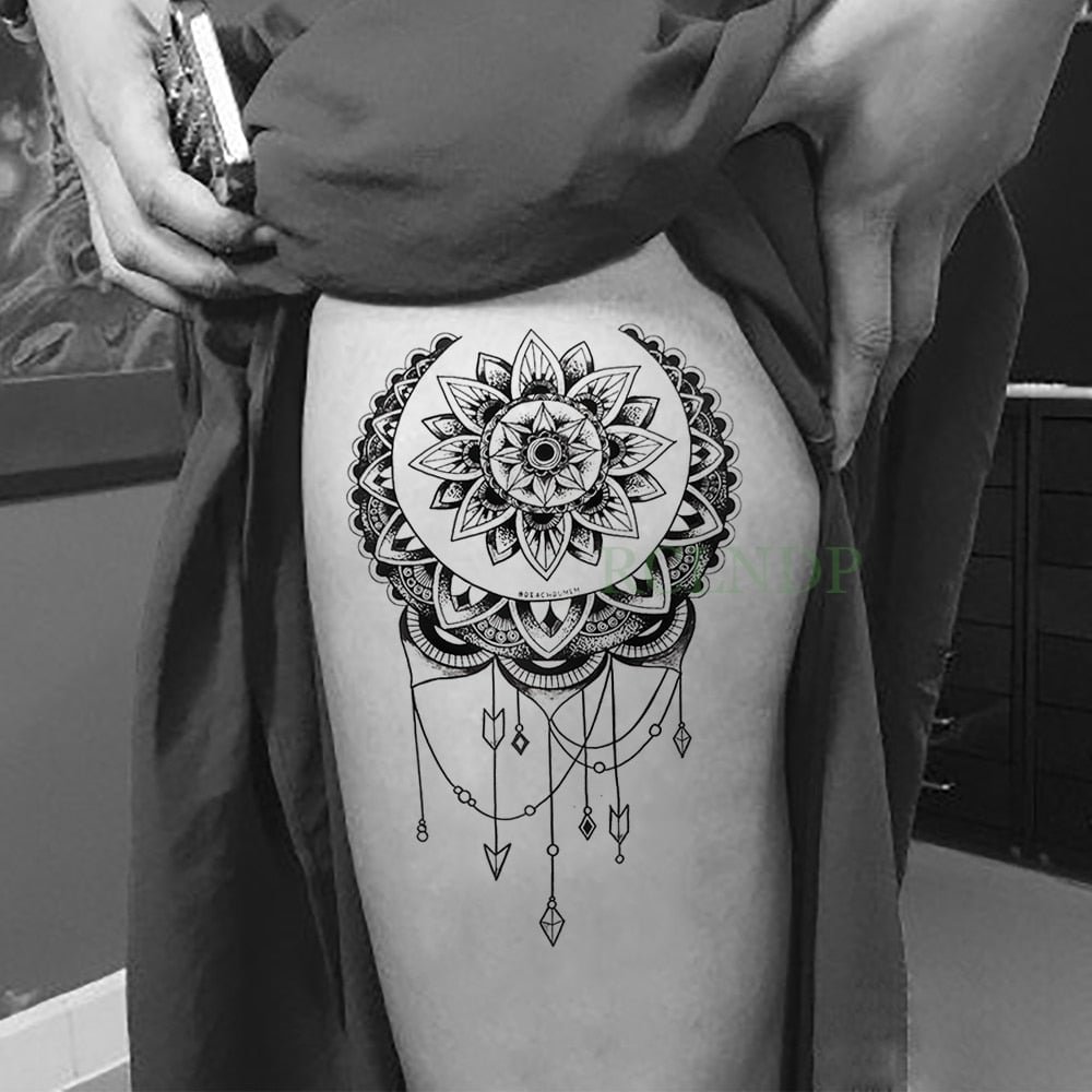 Waterproof Temporary Tattoo Sticker Lotus Dreamcatcher Fake Tatto Flash Tatoo Back leg Abdomen Arm tatouage for Girl Women Men