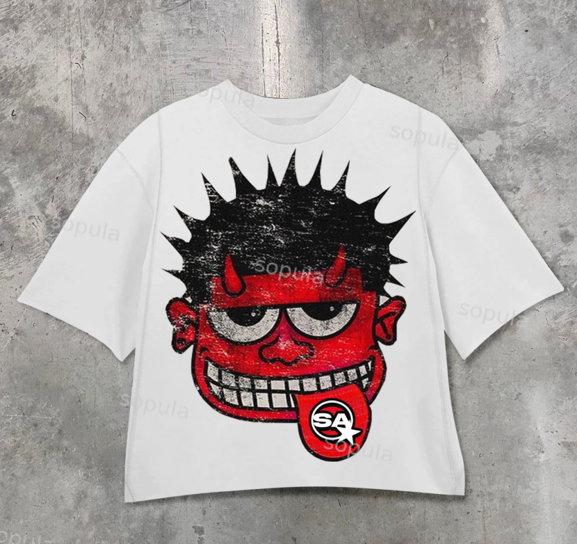 Sopula Unisex Red Face Monster Cropped T-Shirt