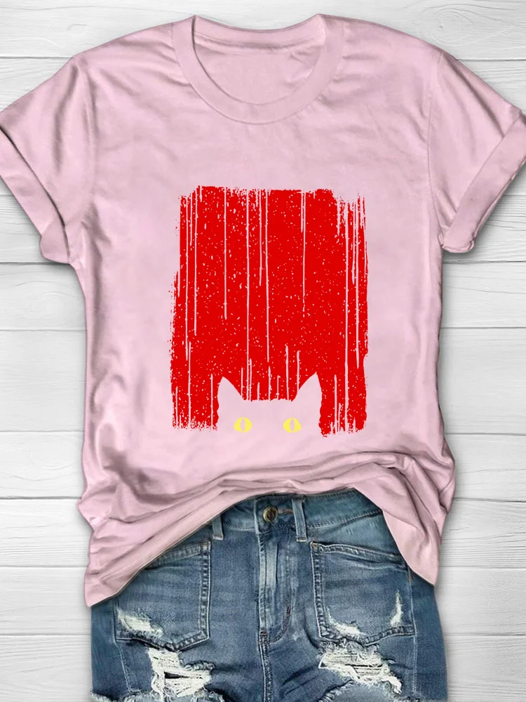 Eagerlys Cat Print T-Shirt Eagerlys