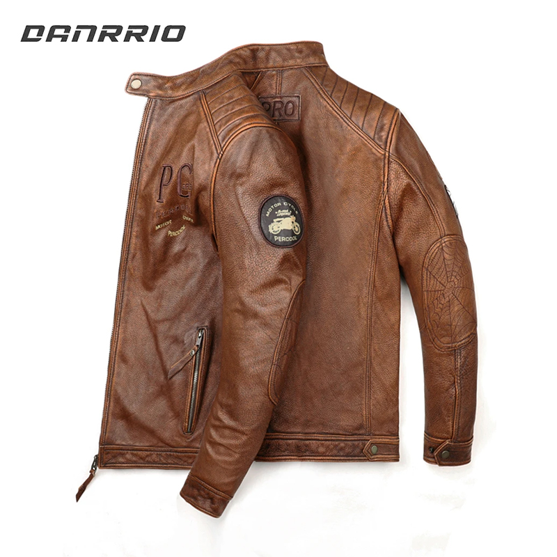 J2006 Men's Casual Cowhide Motorcycle Leather Jacket DANRRIO.COM DANRRIO