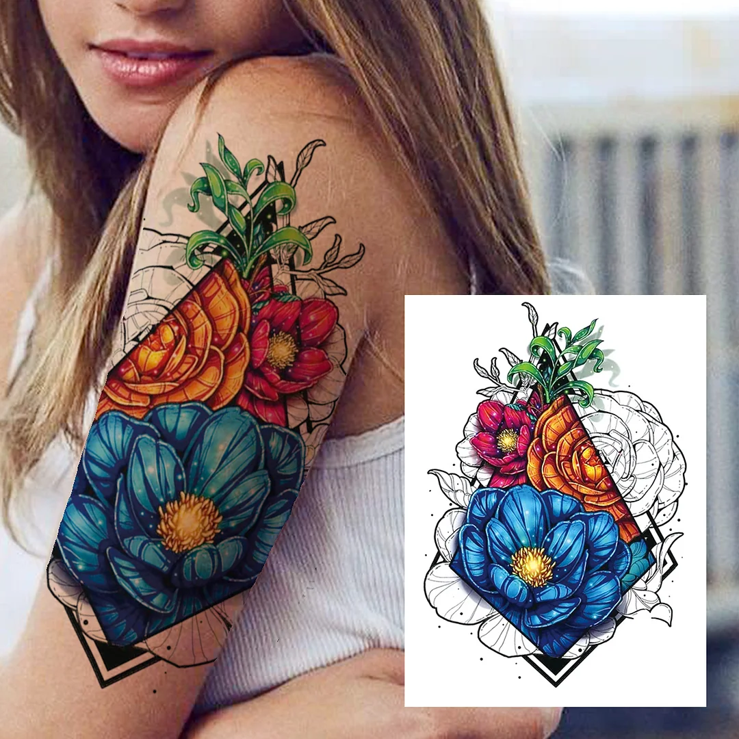 Sdrawing Mouth Skeleton Temporary Tattoos For Women Men Child Boys Halloween Fake Clown Tattoo Sticker Owl Skull Demon Tatoo Body Arm