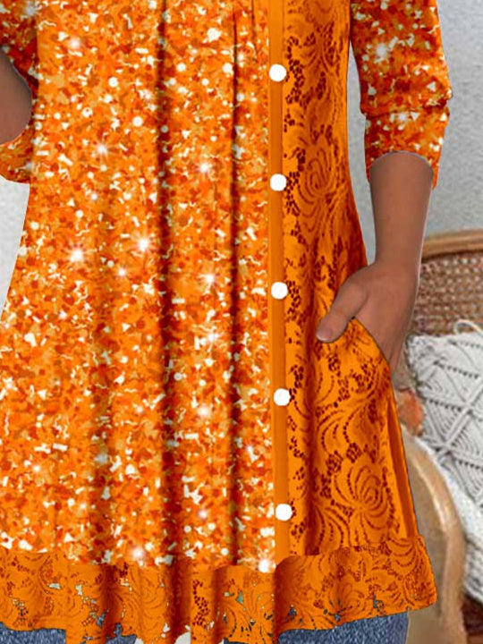 Women Half Sleeve V-neck Solid Color Dress