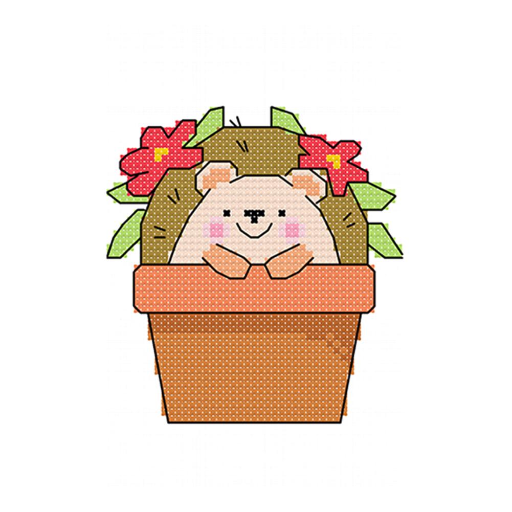 

Potted Hedgehog - 11CT Stamped Cross Stitch - 25*20CM, 501 Original