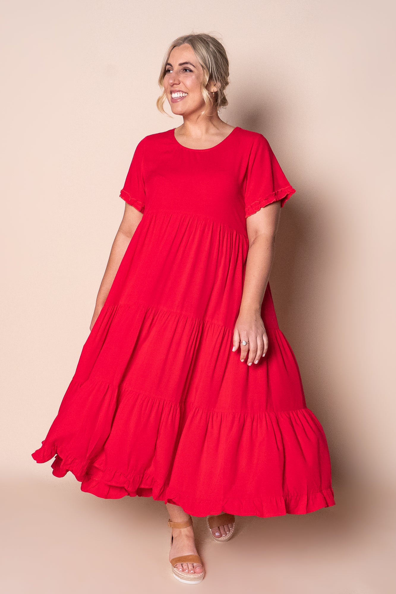 Verina Midi Dress in Red