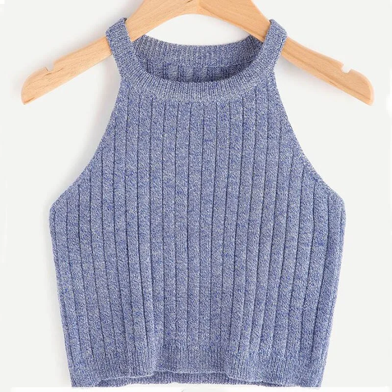 Knitted Women Tops Sleeveless Sweater Crop Tops Female Fashion Tank Top Underwear Lingerie Streetwear mujer Tee Camisole Woman