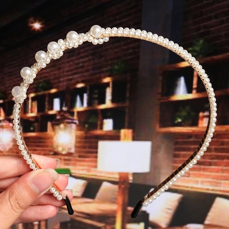 Women’s Fashion Waves Alloy Inlay Artificial Pearls Headwear