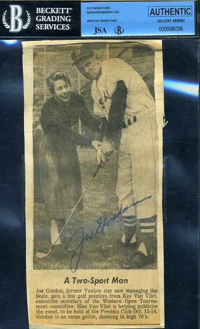 Joe Gordon Signed Vintage Photo Poster painting Psa/dna Autograph