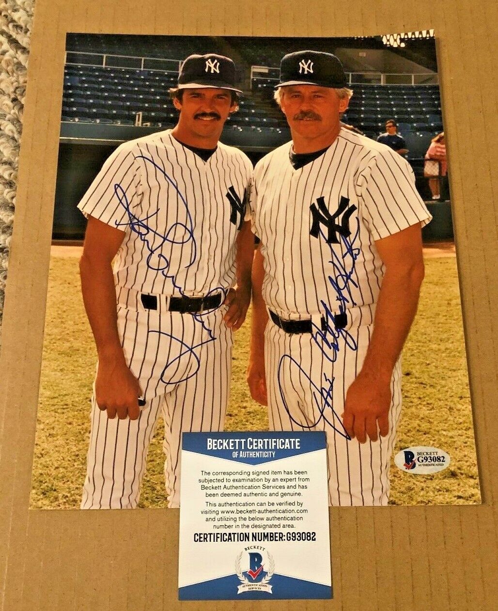 RON GUIDRY-JIM CATFISH HUNTER SIGNED 8X10 Photo Poster painting BECKETT CERTIFIED YANKEES