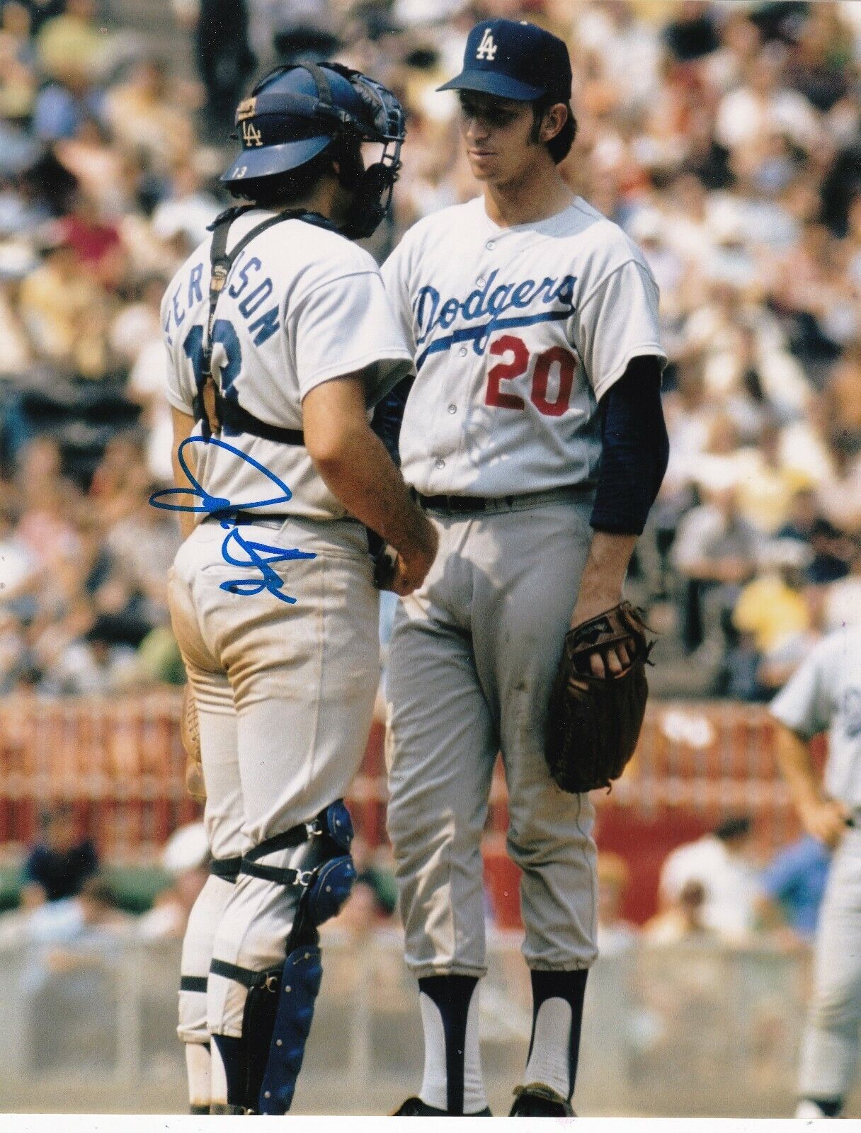 JOE FERGUSON LOS ANGELES DODGERS W/ DON SUTTON ACTION SIGNED 8x10