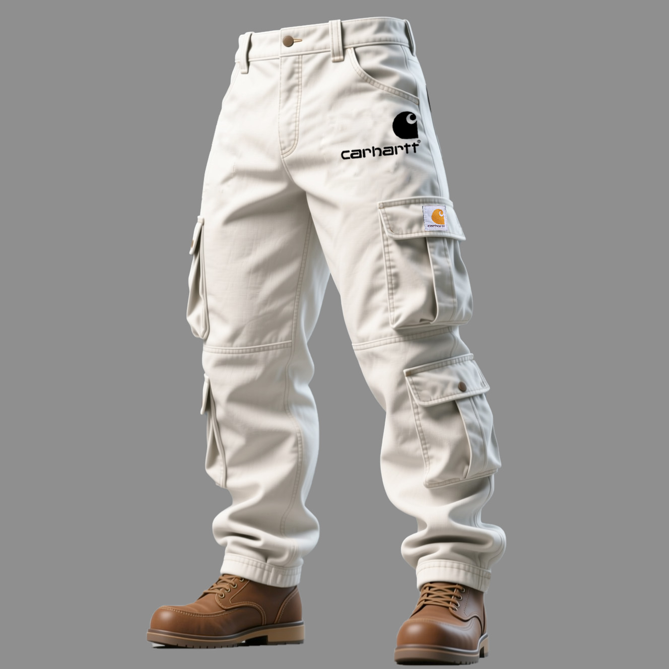 Men's Vintage Outdoor White Multiple Pockets Cargo Pants