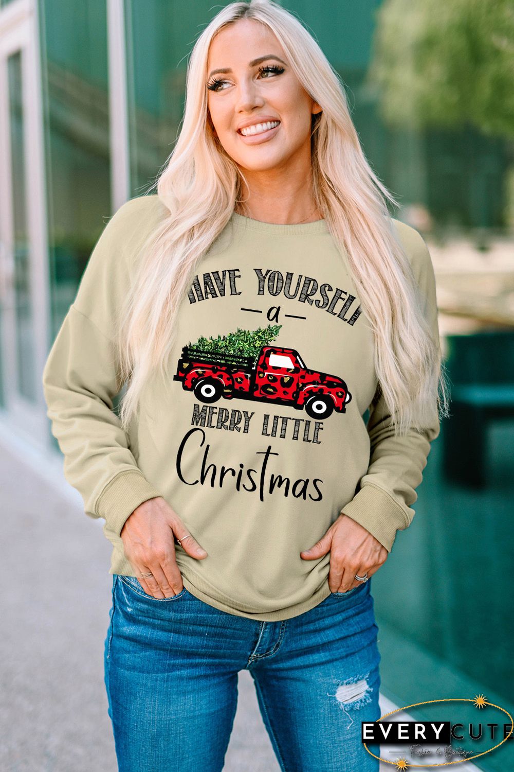 Khaki Have Yourself a Merry Little Christmas Sweatshirt