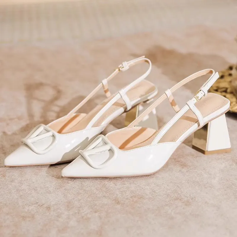 Breakj Breakj Yards Large-Size Women's Shoes 41 Fat Summer Thick Heel With Sandals Women's Pointed Korean Version Of Shallow Roman Shoes