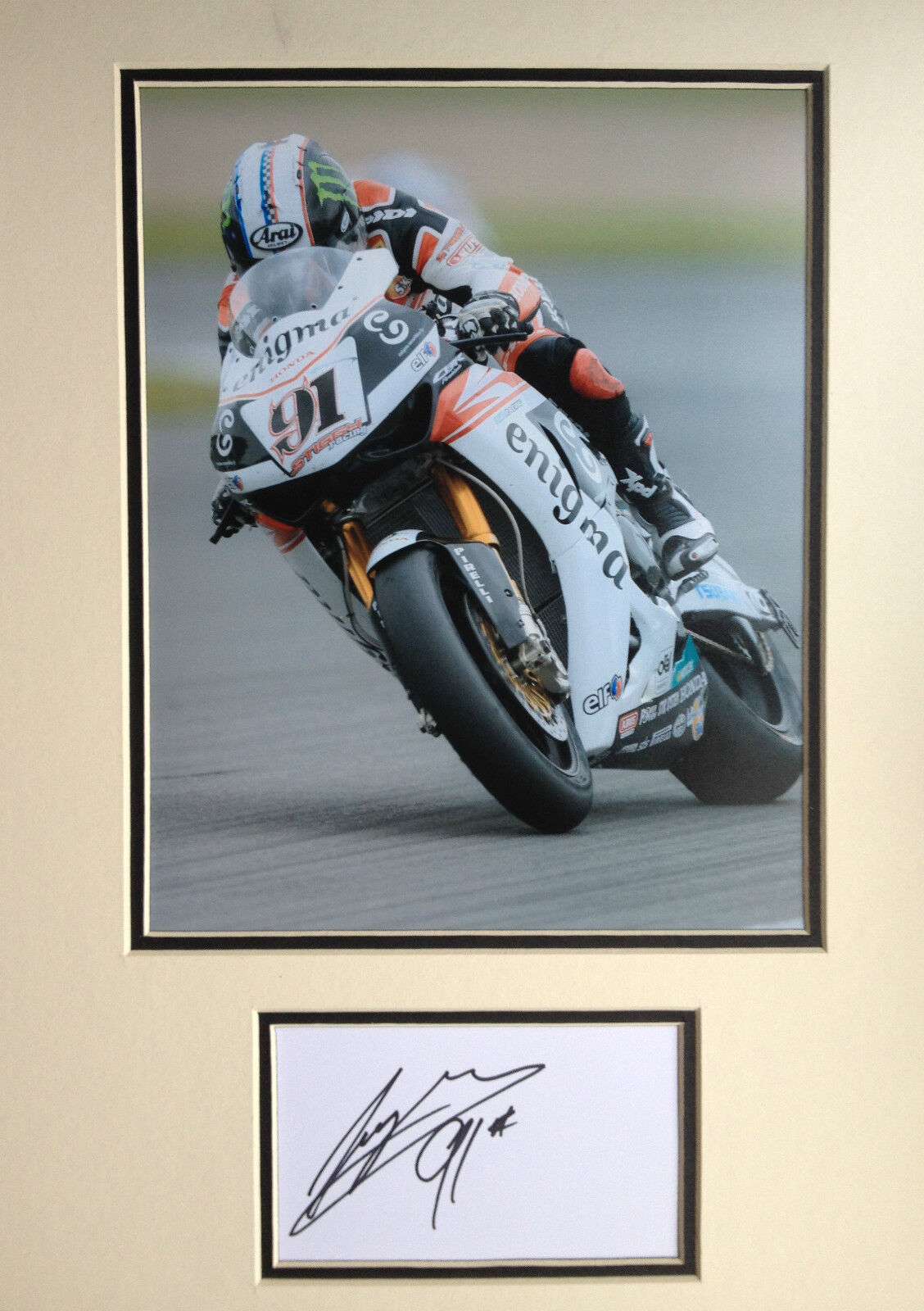 LEON HASLAM - SUPERBIKE RIDER - STUNNING SIGNED ACTION Photo Poster painting DISPLAY