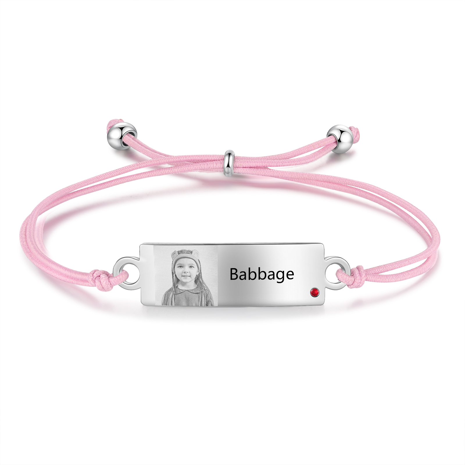Braccialetto regorabile 1 foto e 1 nome e 1 pietra di nascita personalizzati regalo per scuola bambina