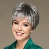 Pixie Cut Granny Grey Short Wigs