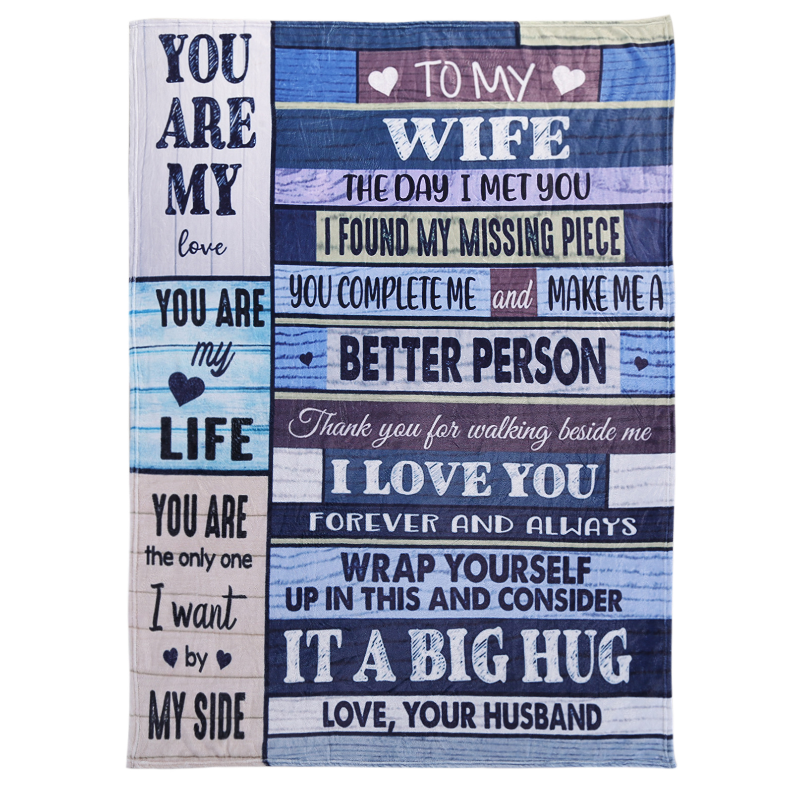 

Flannel Letter Blanket, Love Wife Thoughts, Soft Fleece Bed Throw Blankets, 1.2m-1.5m, 501 Original