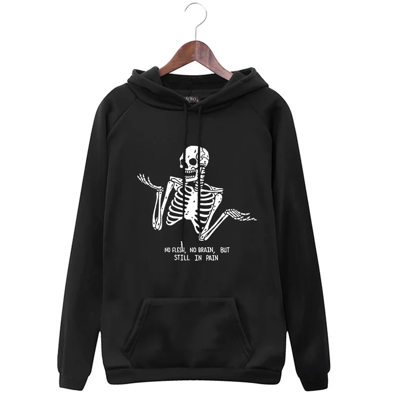 Jangj New Harajuku Hooded Sweatshirt Retro Skeleton Print Dark Punk Women Winter Long Sleeve Sweatshirt Streetwear Gothic hoodie