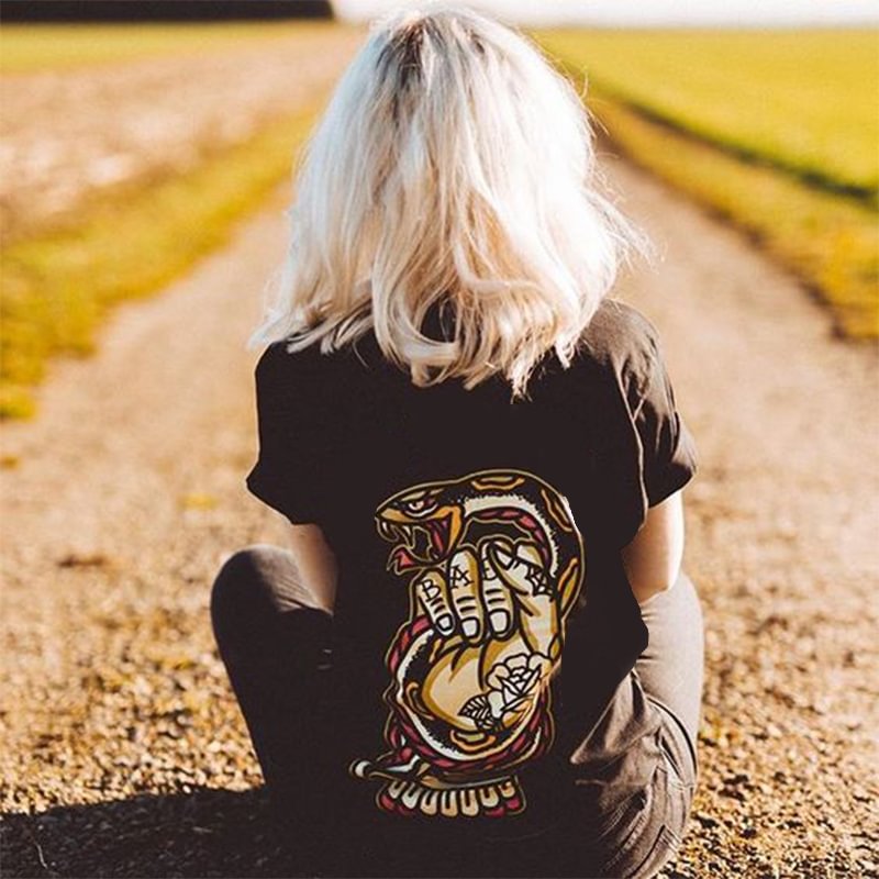 Snake Finger print short-sleeved T-shirt designer - Krazyskull
