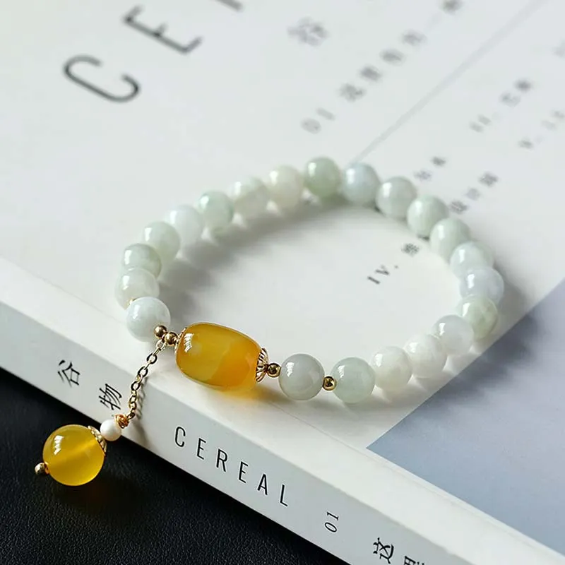 Natural White Jade Agate Protection Bracelet